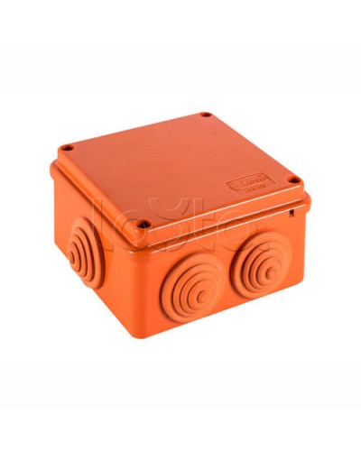 JBS100 Коробка огн. E110, о/п 100х100х55мм, без галогена, 6 вых., IP55, цвет оранж. Экопласт (43377HF) в Комсомольске-на-Амуре Коробки (ОКЛ) Экопласт Pintop.ru