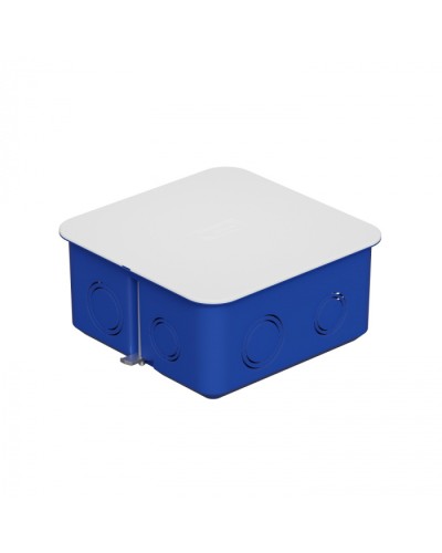 Коробка распределительная с крышкойдля г/к 100x100х50мм с металл. лапками, цвет синий IP30 Экопласт (44667) в Комсомольске-на-Амуре Распределительные коробки Pintop.ru