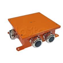 SMB120 Коробка металлическая, огн. E-110, о/п,120х120х60, 1 метал. гермоввод 14-22мм. + 3 метал. заглушки, IP66, 12P, (1,5-4 мм2), цвет оранж. Экопласт (56174E)