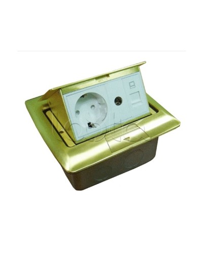 Люк встраиваемый на 1,5 модуля (45х45 мм) с коробкой, латунь, IP44 Экопласт 70023 в Комсомольске-на-Амуре Системы лючков и колонн Pintop.ru