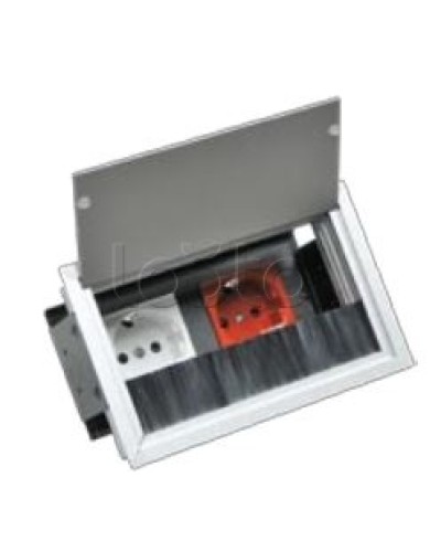 Люк настольный встраиваемый на 2 модуля (45х45мм) с крышкой, алюминий IP20 Экопласт 70042 в Комсомольске-на-Амуре Системы лючков и колонн Pintop.ru