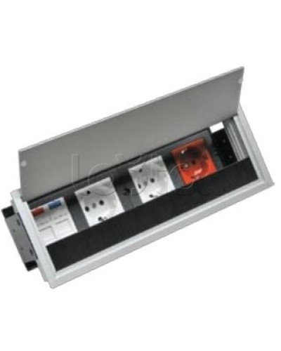 Люк настольный встраиваемый на 4 модулей (45х45мм) с крышкой, алюминий IP20 Экопласт 70044 в Комсомольске-на-Амуре Системы лючков и колонн Pintop.ru