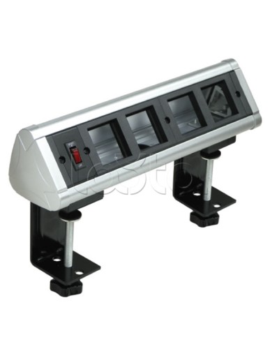Блок настольный с выключателем нагрузки на 4 модуля (45х45мм) на струбцинах (алюминий) Экопласт 70314 в Комсомольске-на-Амуре Аксессуары для кабель-канала Pintop.ru