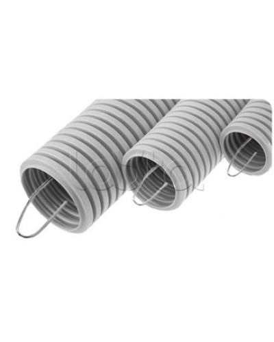 NR075 Усиленная двустен. труба ПНД гибкая, тип 750, SN24, с зондом, D75мм (50м) цвет красный Экопласт (821075) в Комсомольске-на-Амуре Труба гофрированная Pintop.ru