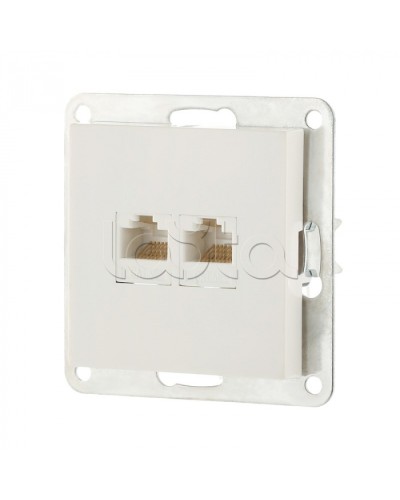 Розетка компьютерная двойная 2хRJ-45 кат.5е с накладкой (белый) LK80 Экопласт (846204-1) в Комсомольске-на-Амуре Розетки компьютерные и телефонные Pintop.ru