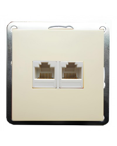 Розетка телефонная двойная 2хRJ-11 с накладкой (бежевый) LK60 (865601) в Комсомольске-на-Амуре Розетки компьютерные и телефонные Pintop.ru