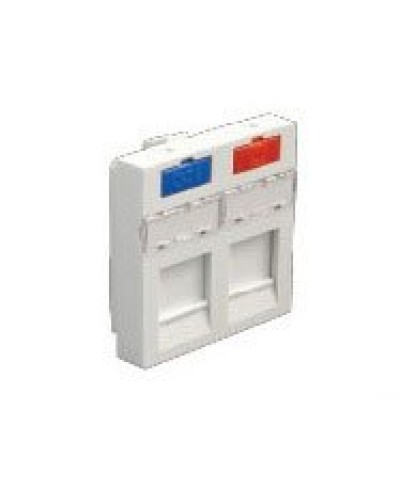 Лицевая панель (накладка) информационной розетки, 45х45 мм, 2 входа Экопласт (87002) в Комсомольске-на-Амуре Розетки компьютерные и телефонные Pintop.ru