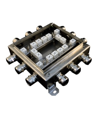 Коробка монтажная огнестойкая Гефест КМ-О (32к*6,0)-IP66 2020нерж, 12 вводов 200х200х60 в Комсомольске-на-Амуре Распределительные коробки Pintop.ru
