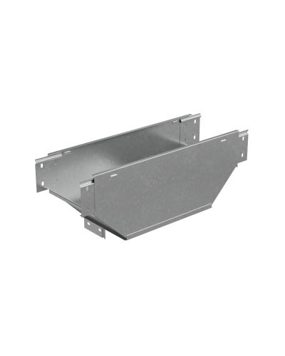 Т-ответвитель переходник 100х150-500 мм верт. c разворотом трассы на 90 гр. ПЛЮС (нижняя часть больше исходной) INOX304 КМ-Профиль (TDPVplus90-100-150-500 INOX304) в Комсомольске-на-Амуре Аксессуары для лотков Pintop.ru