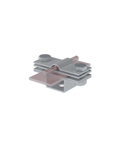 Универсальный держатель на мостовой опоре для прутка Ø 5-8 мм и полосы до 40 мм с 3 пластинами КМ-профиль (UDMO3-D5-8-B40) в Комсомольске-на-Амуре Аксессуары для лотков Pintop.ru