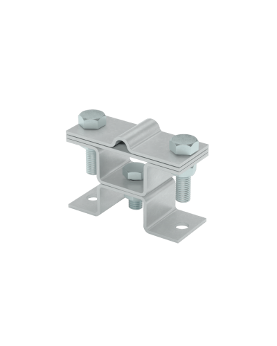 Универсальный держатель на мостовой опоре двойной для прутка Ø 5-8 мм и полосы до 40 мм с 2 пластинами TD КМ-профиль (XUDMO2-D5-8-B40 TD) в Комсомольске-на-Амуре Аксессуары для лотков Pintop.ru