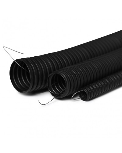 Труба гофрированная с зондом 50 мм.из ПНД, трудногорючая, безгалогенная FRHFгибкая со стальной протяжкой (черный) ПожТехКабель 713-006 (15 м) в Комсомольске-на-Амуре Труба гофрированная Pintop.ru