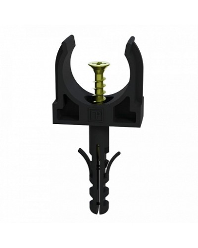 Крепеж-клипса с дюбелем и саморезом черная д20 (100шт/1200шт уп/кор) Промрукав (PR13.0220) в Комсомольске-на-Амуре Держатели, клипсы, скобы Pintop.ru