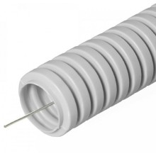 Труба гофрированная ПВХ тяжелая 750 Н серая с/з д20 (50м/уп) Промрукав (PR.0120415)