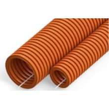 Труба гофрированная ПНД тяжёлая 750 Н безгалогенная (HF) оранжевая с/з д50 (15 м/660 м уп/пал) Промрукав (PR02.0212)
