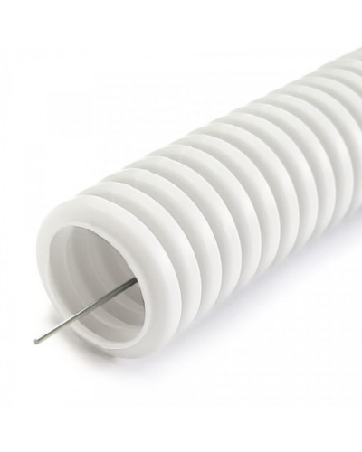 Труба гофрированная ПЛЛ тяжелая 750 Н безгалогенная (HF) негорючая (НГ) белая с/з д32 (25м/1375м уп/пал) Промрукав PR02.0242 в Комсомольске-на-Амуре Труба гофрированная Pintop.ru