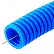Труба гофрированная ПП лёгкая 350 Н не распространяющая горение синяя д25 (25м/уп) Промрукав (PR02.0255)