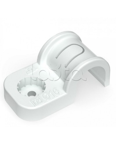 Крепеж-скоба пластиковая односторонняя для прямого монтажа серая в п/э д16 Промрукав (PR13.0368) в Комсомольске-на-Амуре Держатели, клипсы, скобы Pintop.ru