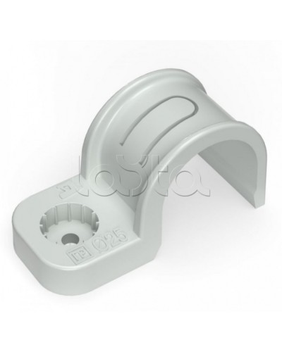 Крепеж-скоба пластиковая односторонняя для прямого монтажа серая в п/э д25 Промрукав (PR13.0370) в Комсомольске-на-Амуре Держатели, клипсы, скобы Pintop.ru