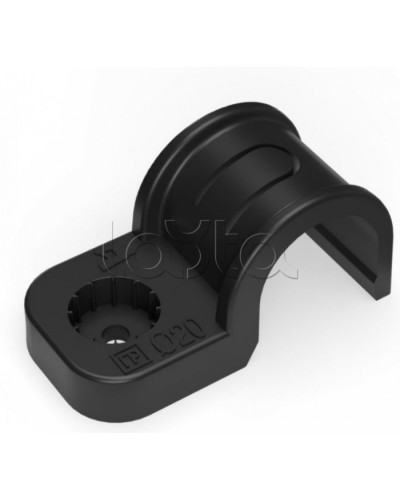 Крепеж-скоба пластиковая односторонняя для прямого монтажа черная в п/э д20 Промрукав (PR13.0373) в Комсомольске-на-Амуре Держатели, клипсы, скобы Pintop.ru