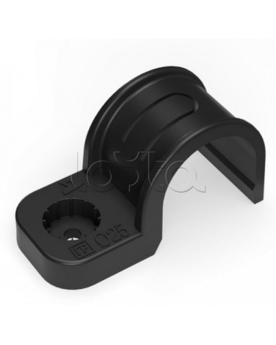 Крепеж-скоба пластиковая односторонняя для прямого монтажа черная в п/э д25 Промрукав (PR13.0374) в Комсомольске-на-Амуре Держатели, клипсы, скобы Pintop.ru