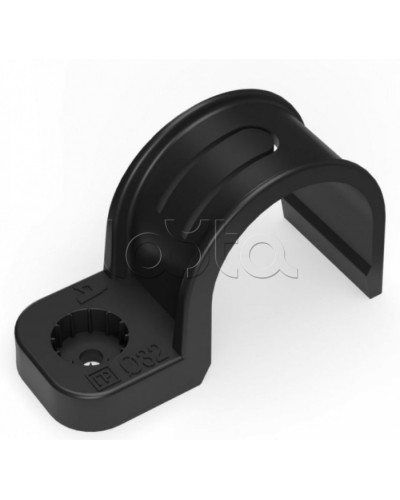 Крепеж-скоба пластиковая односторонняя для прямого монтажа черная в п/э д32 Промрукав (PR13.0375) в Комсомольске-на-Амуре Держатели, клипсы, скобы Pintop.ru