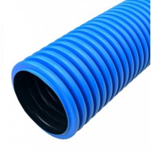 Труба гофрированная двустенная ПНД жесткая тип 450 (SN9) синяя д125 5,7м (34,2м/уп) Промрукав (PR15.0124)