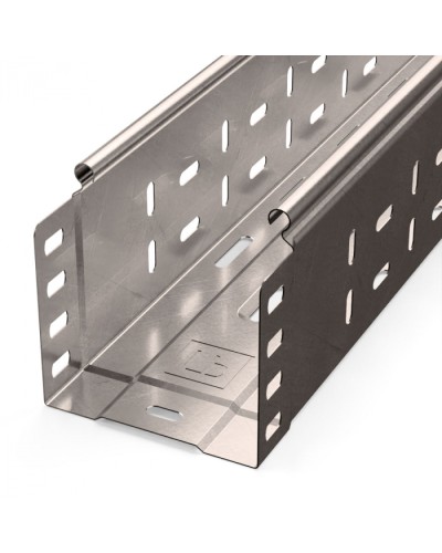 Лоток перфорированный Стандарт INOX (AISI 409) 100х100х3000 (0,7 мм) (6 м/уп) Промрукав (PR16.2410) в Комсомольске-на-Амуре Кабельные лотки Pintop.ru