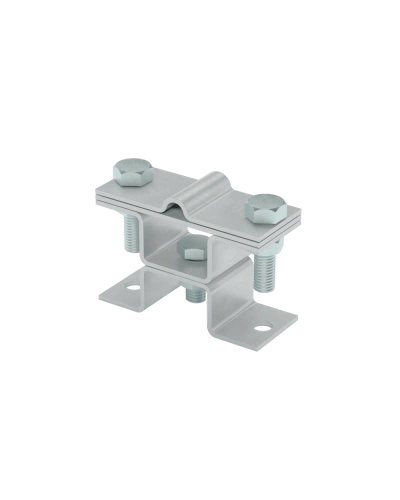 Универсальный держатель на мостовой опоре двойной для прутка Ø 5-8 мм и полосы до 40 мм с 2 пластинами TD КМ-профиль (XUDMO2-D5-8-B40 TD) в Комсомольске-на-Амуре Аксессуары для лотков Pintop.ru